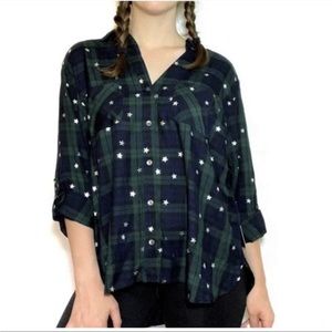 Rock and Republic Plaid Star Button Down NWOT Size XS